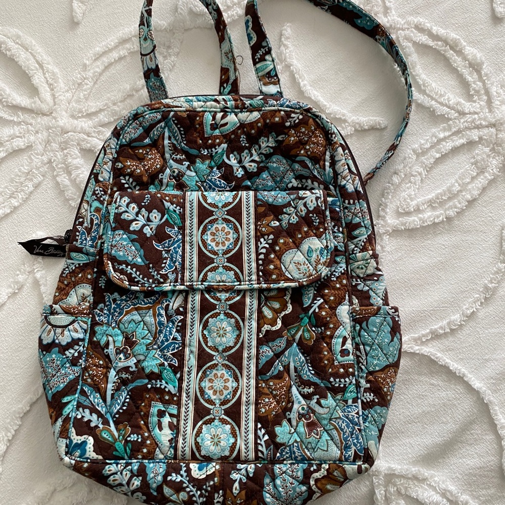 Vera Bradley backpack . Part of the Java collection. Rich beautiful blue/brown.